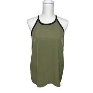 METAPHOR Olive Green And Black Sleeveless Blouse. Size Large